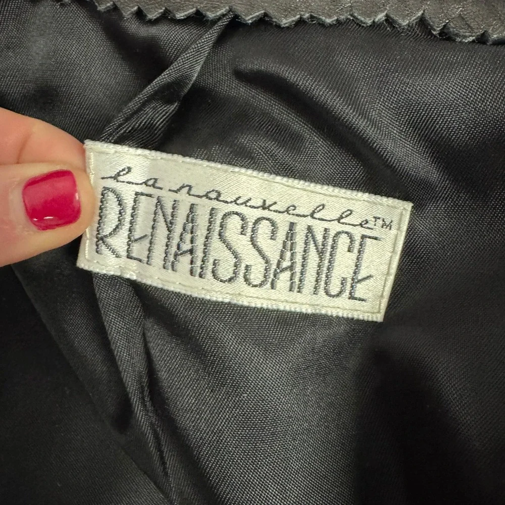 VTG 90s Genuine Leather Mini Pencil Skirt‎ Black Size 0 La Nouvelle Renaissance